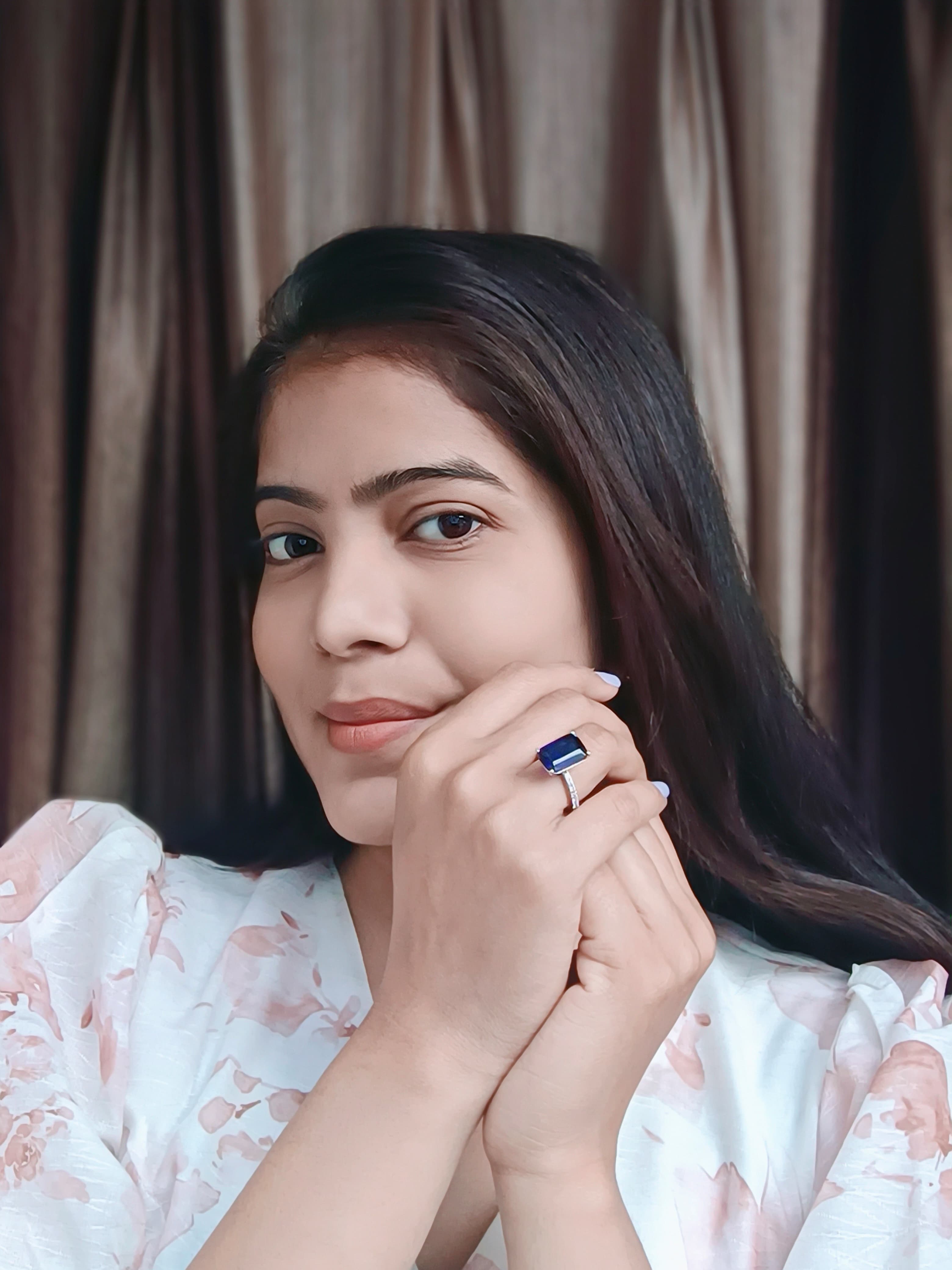 Royal Blue Sapphire Cushion Ring