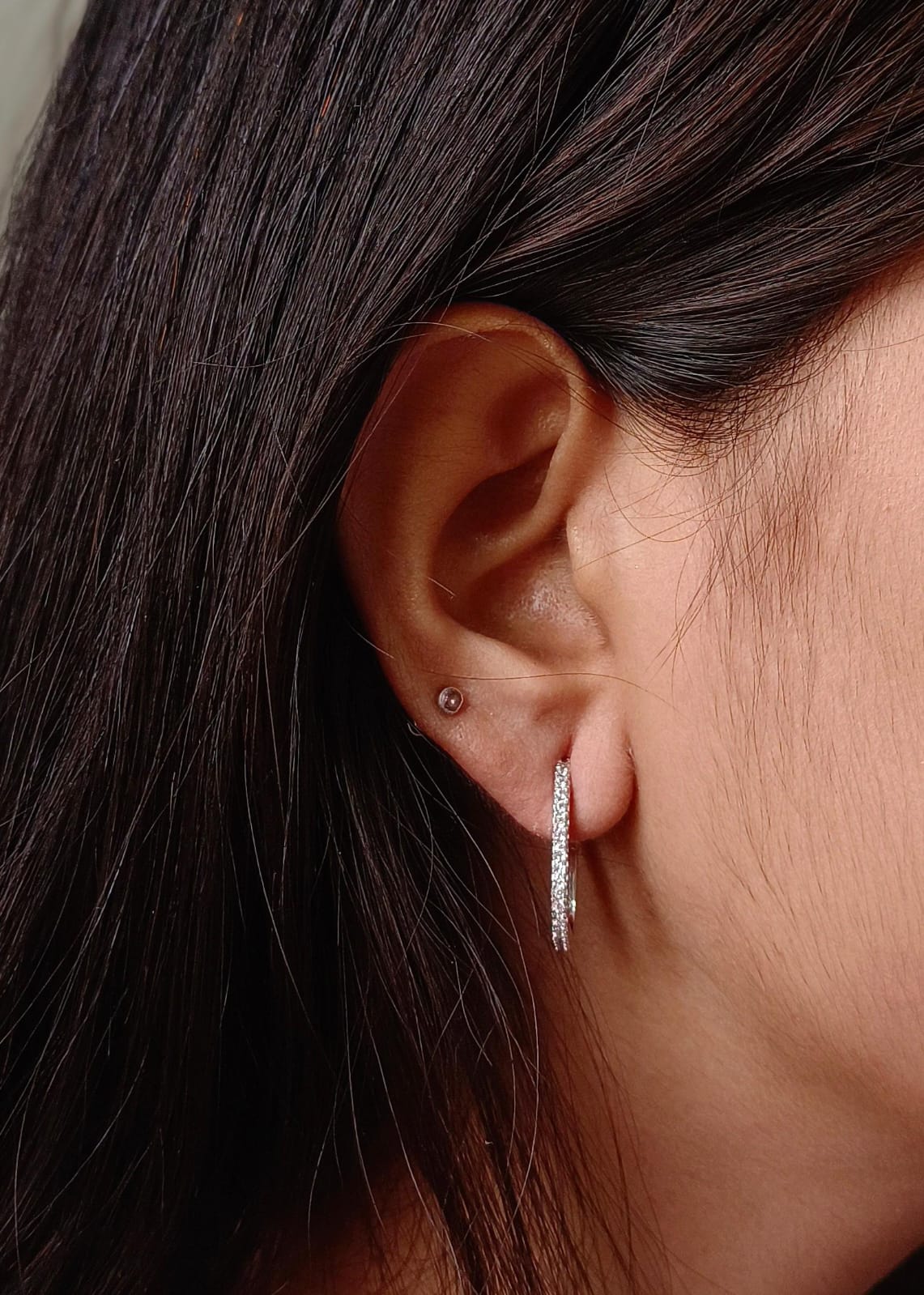 Minimal Sparkle Silver Hoop Earrings