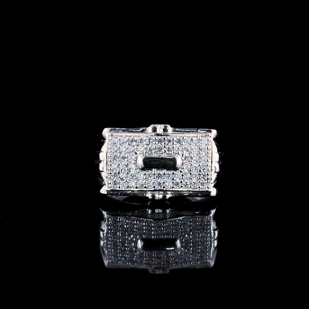 Centered Shining CZ Pavé Silver Ring