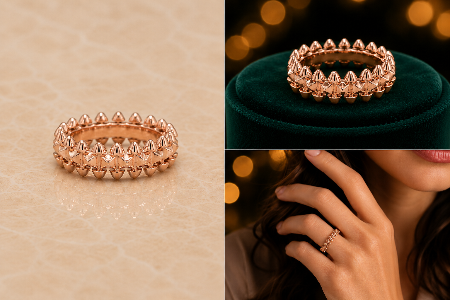 Imperial Studded Rose Gold Band Ring