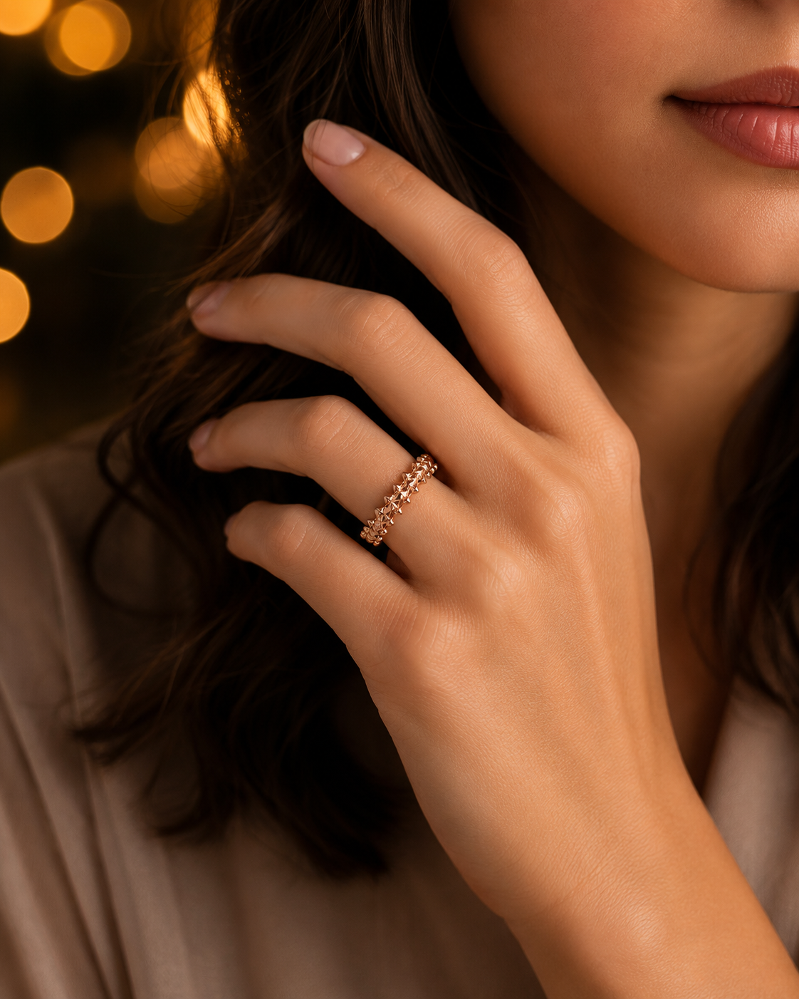 Imperial Studded Rose Gold Band Ring