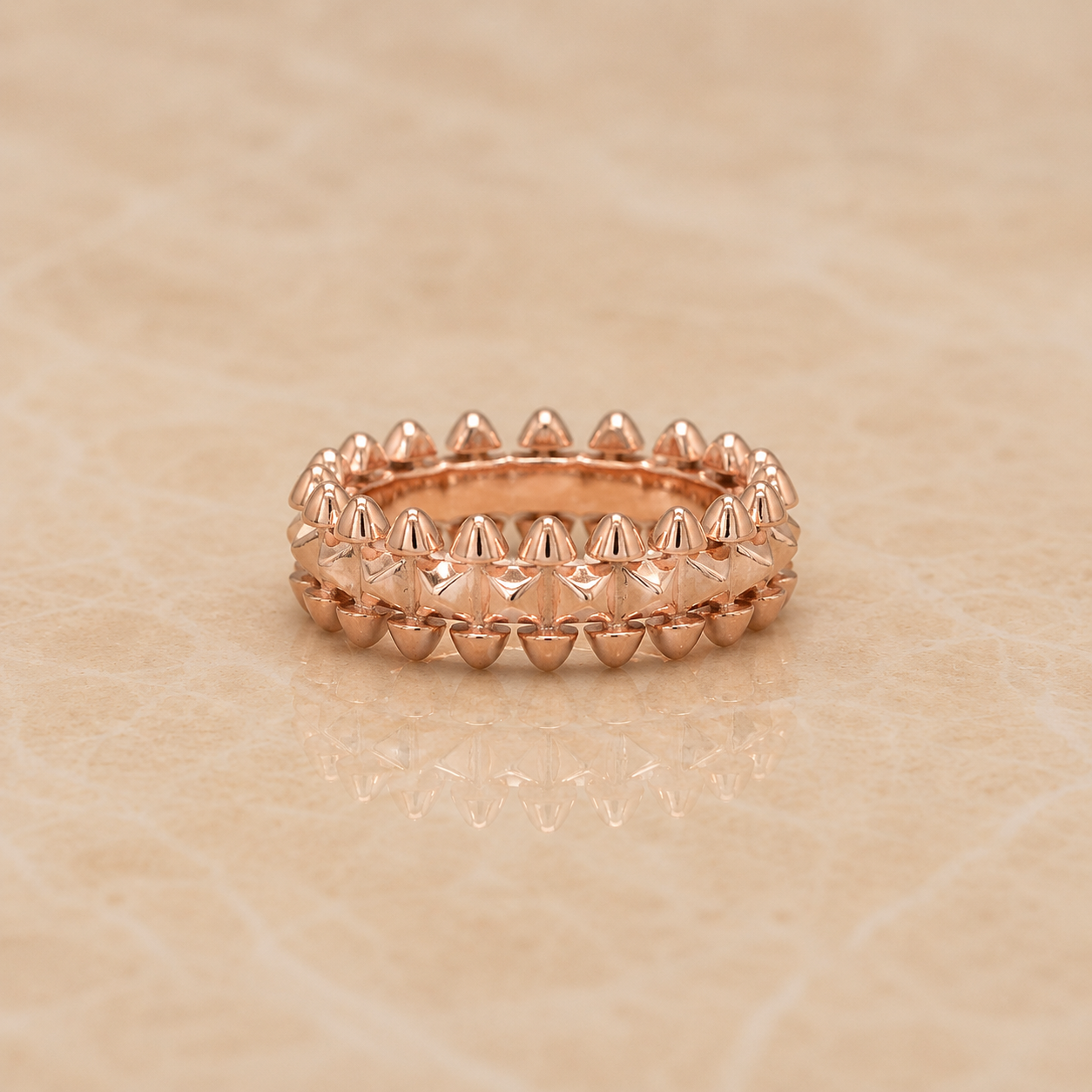 Imperial Studded Rose Gold Band Ring