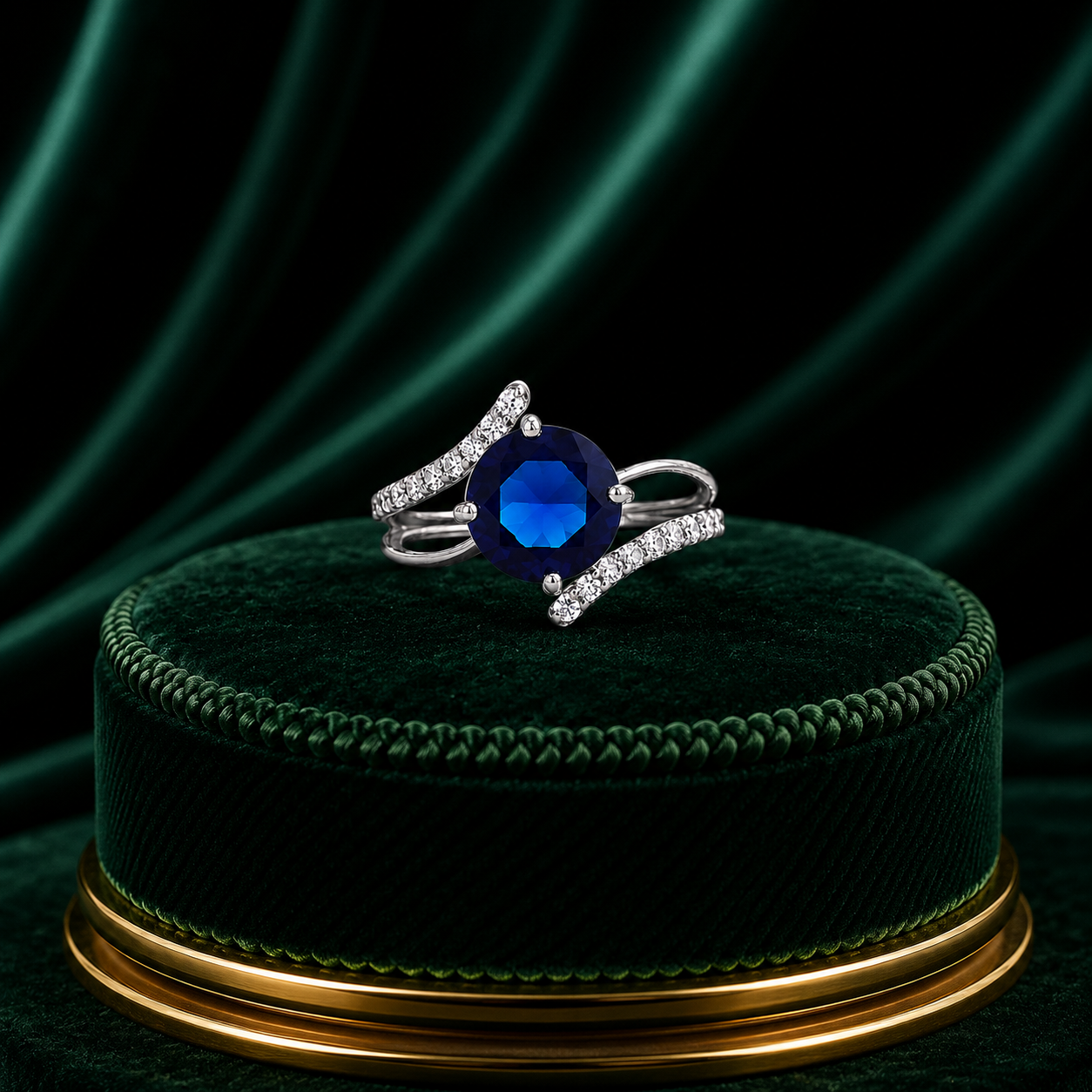 Royal Blue Sapphire Bypass Ring