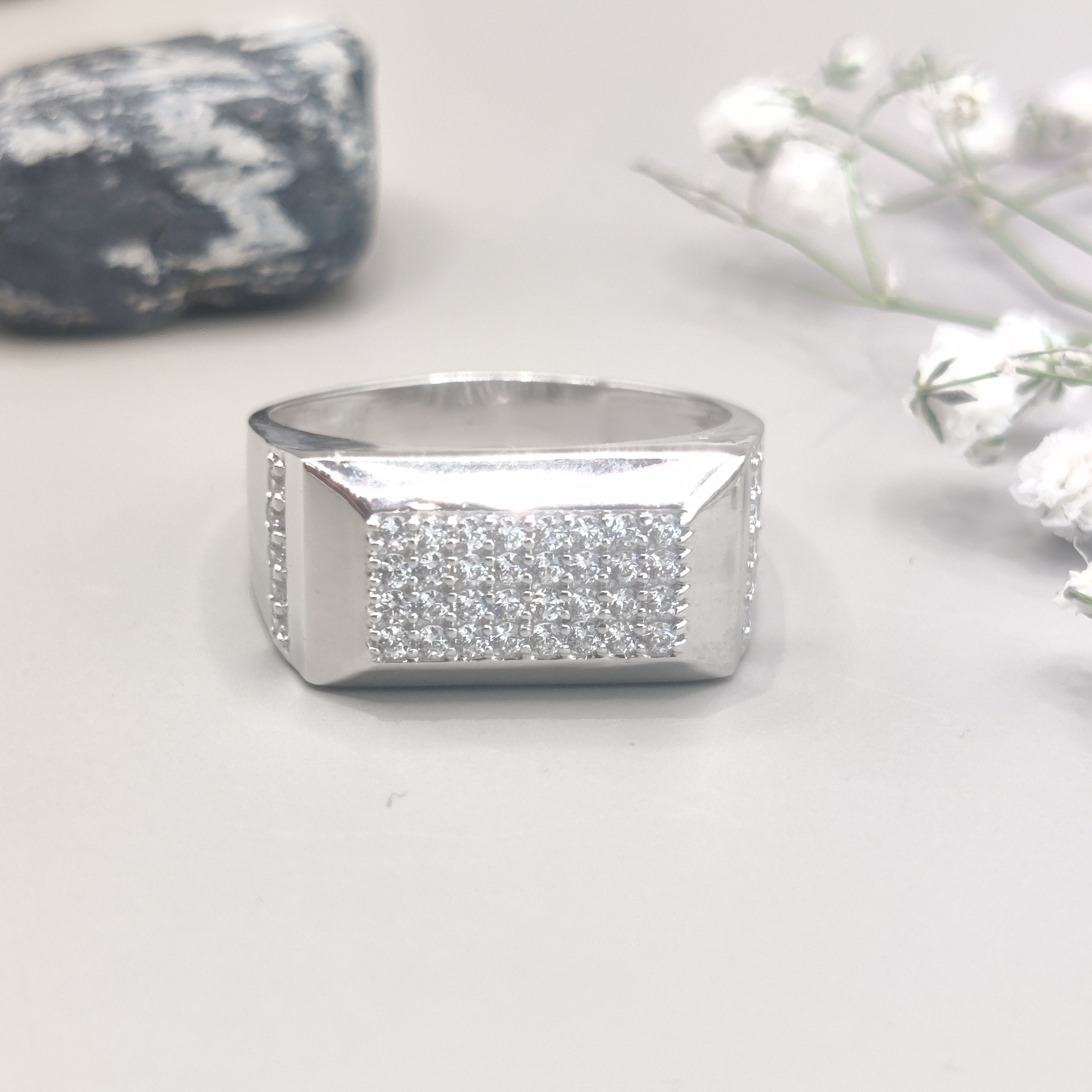Bold Iconic Silver Ring with Dazzling CZ