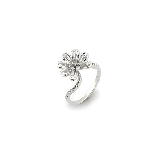 Sapphire Princess Petal Elegance Silver Ring for Women - Sterling Silver with Sapphire Blue Center Stone