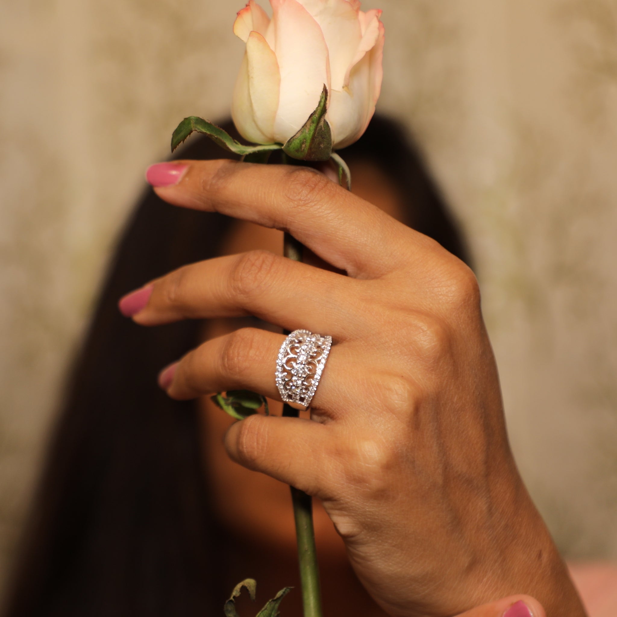 Orchid Blossom Luxury Silver Ring