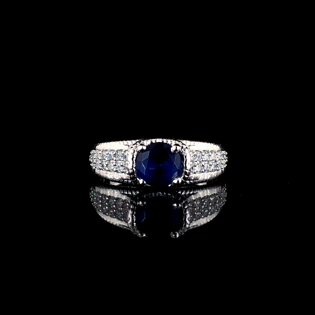 Solitaire Zircon Round Silver Ring