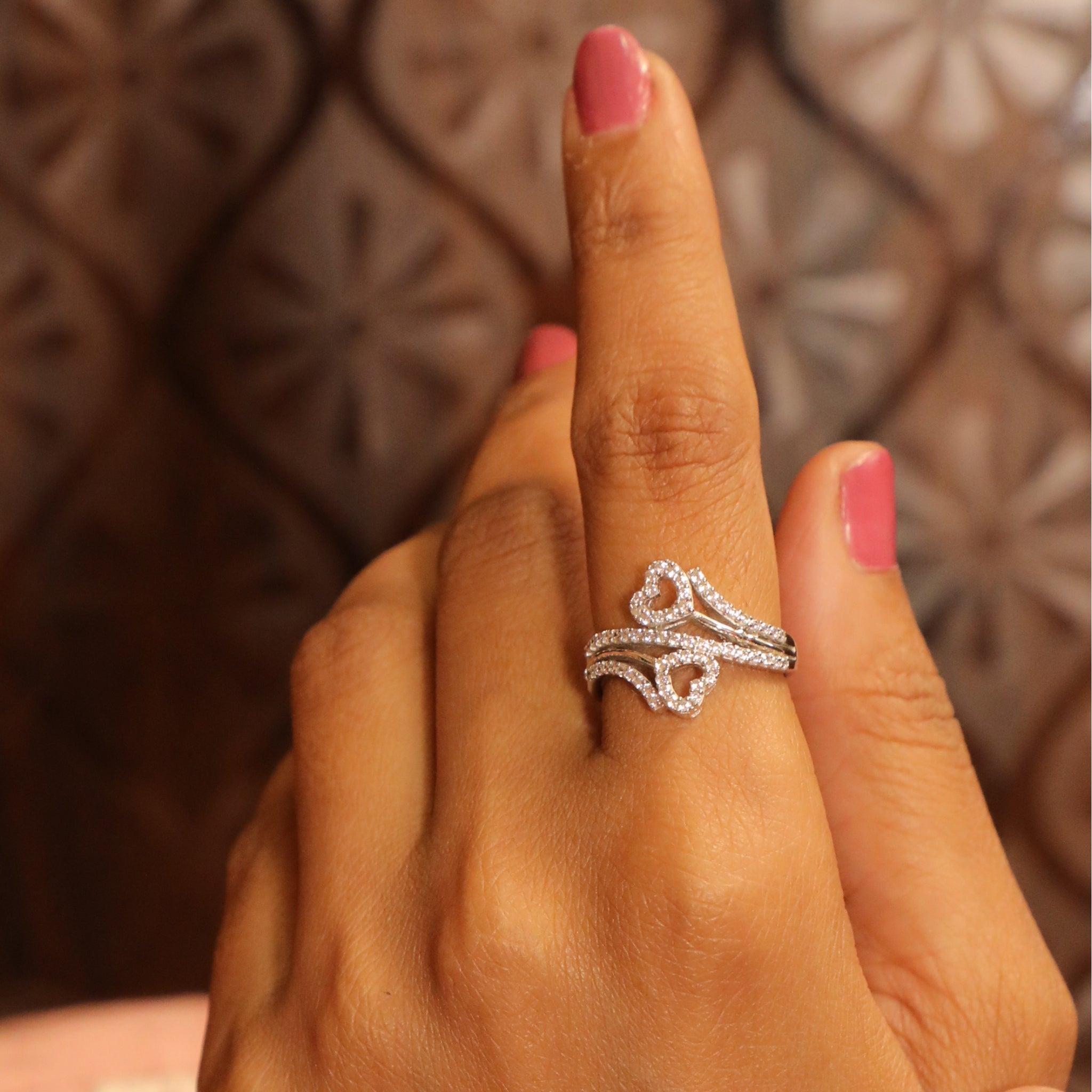 Sapphire Love's Embrace Silver Ring