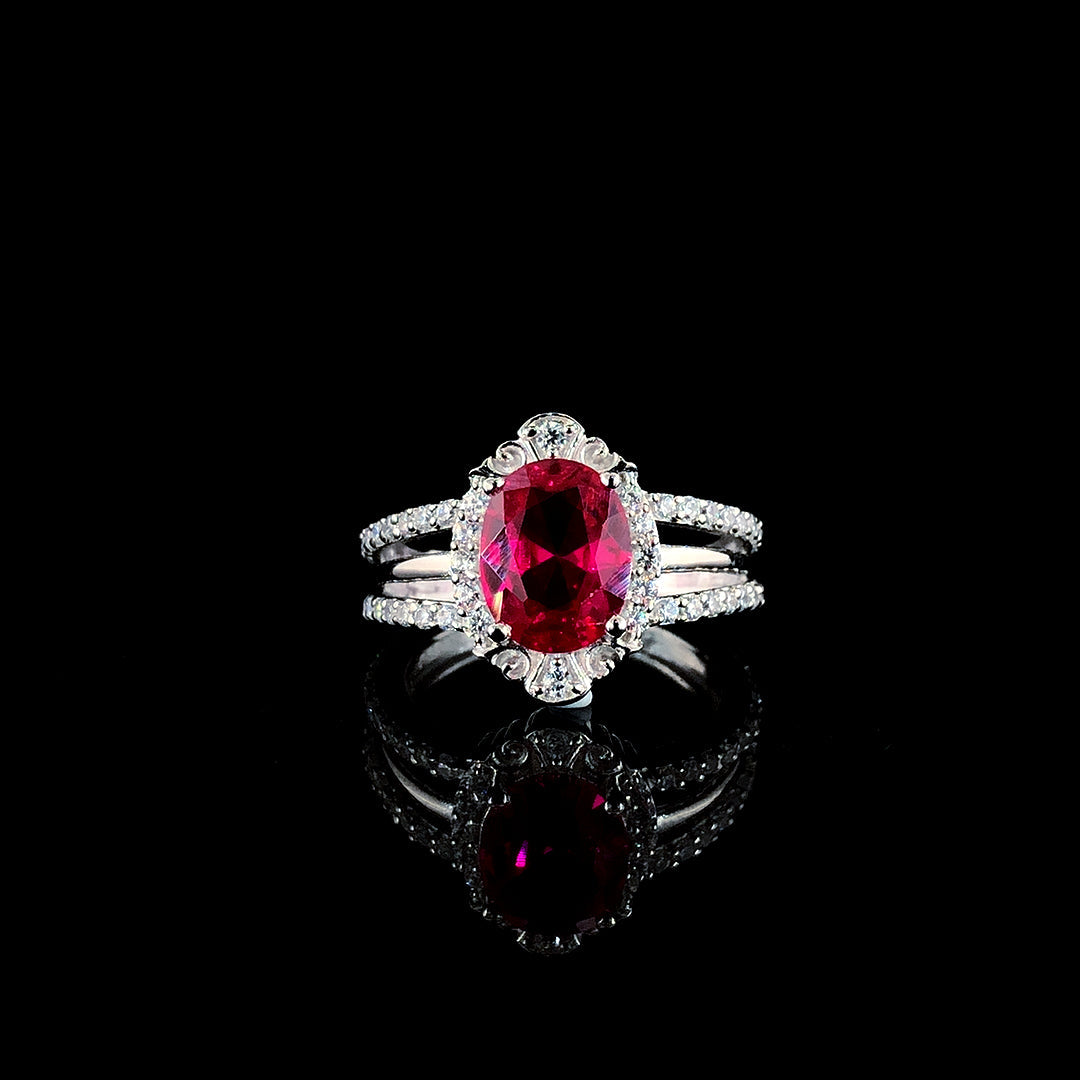 Celestial Aura Oval Silver Ring