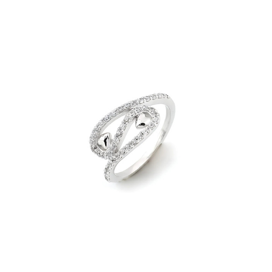 Elegant Infinity Heart CZ Silver Ring for Women - Sterling Silver with Sparkling Cubic Zirconia Infinity and Heart Design