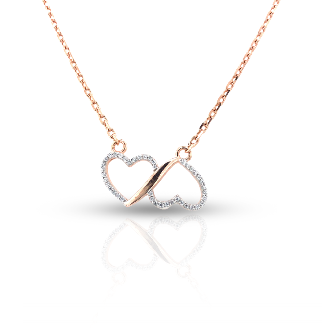 Delicate Double Hearted Silver Pendant Necklace for Women