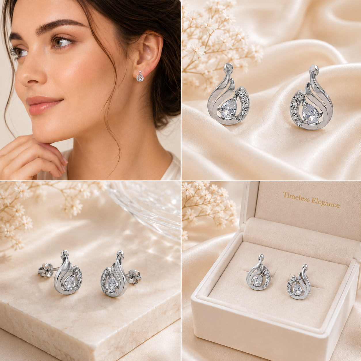 Luna Swirl Crystal Stud Earrings