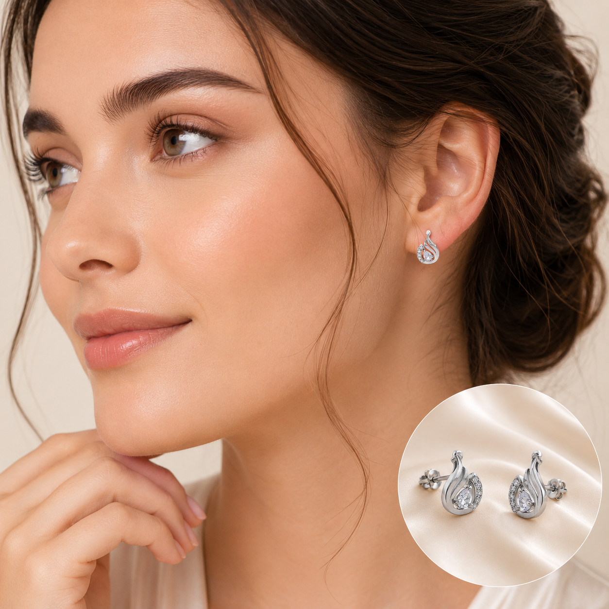 Luna Swirl Crystal Stud Earrings