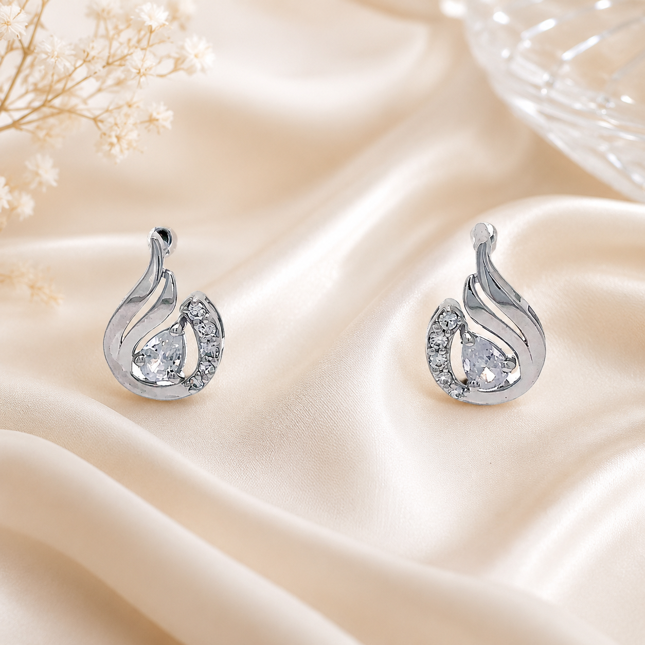 Luna Swirl Crystal Stud Earrings