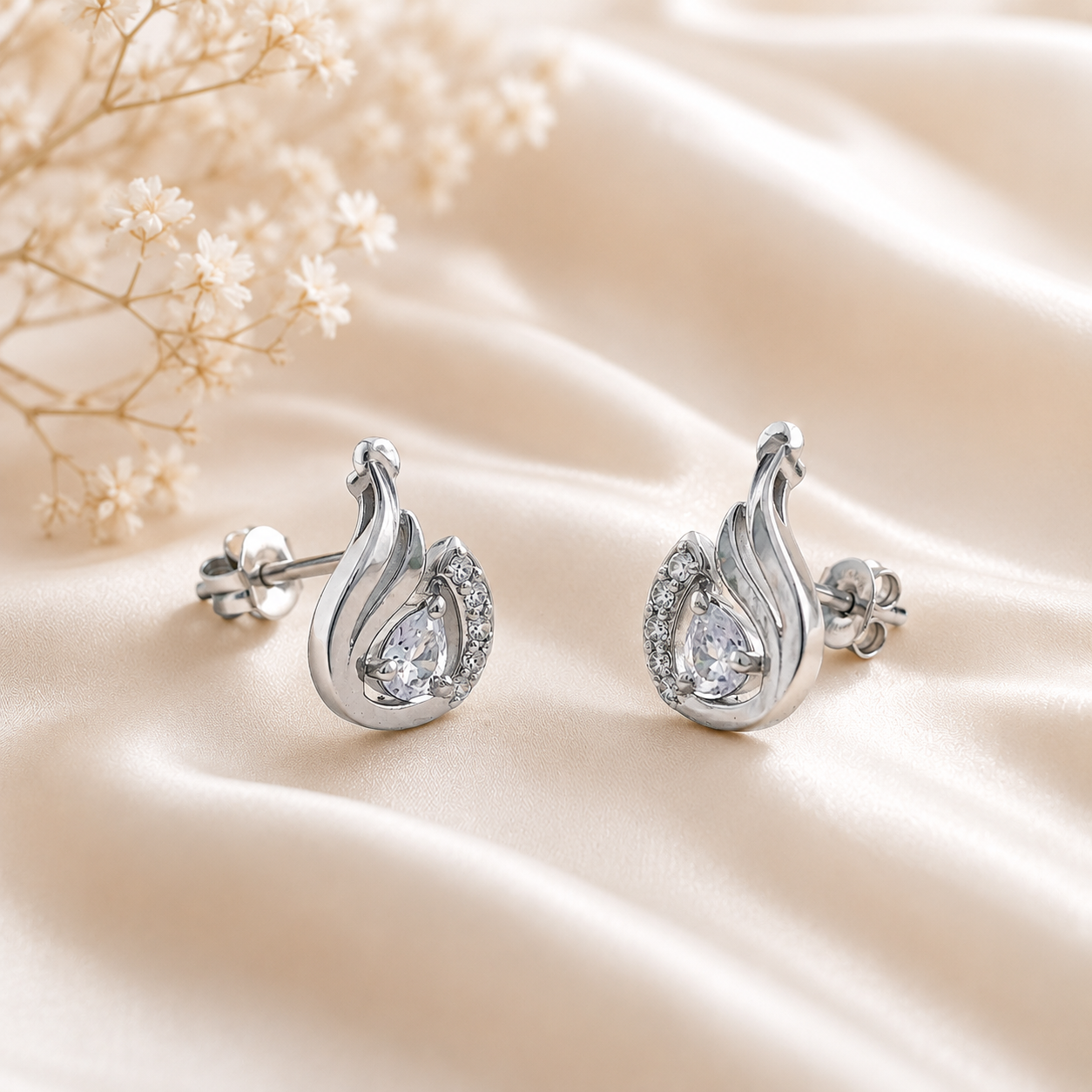 Luna Swirl Crystal Stud Earrings