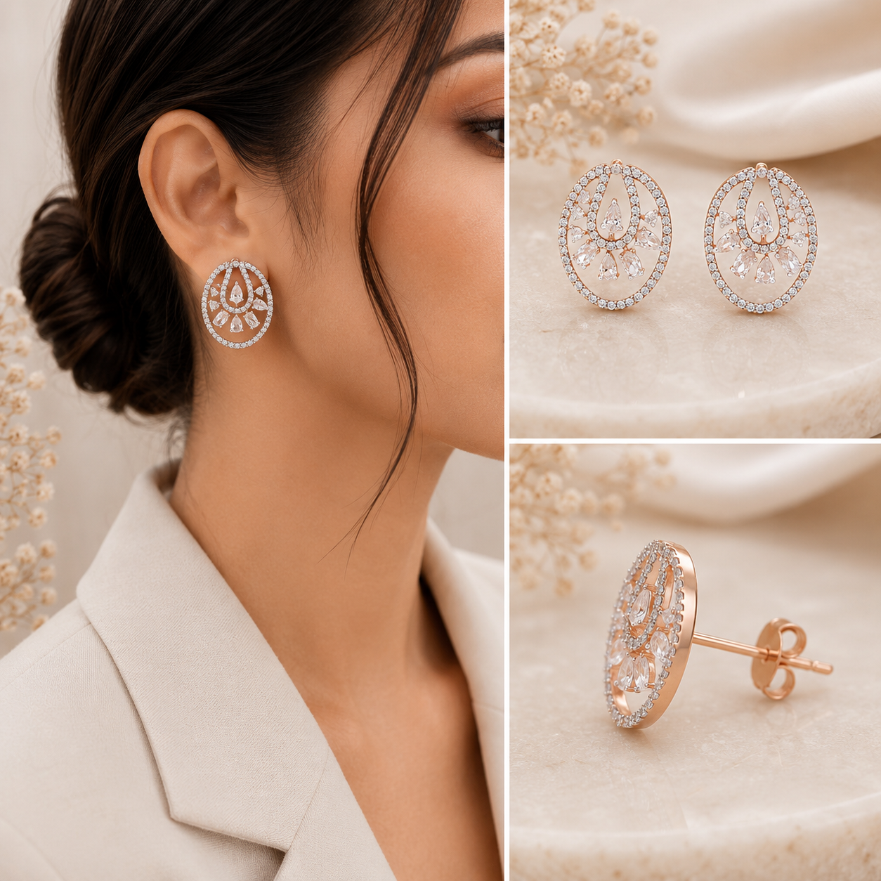 Luna Teardrop Crystal Halo Earrings