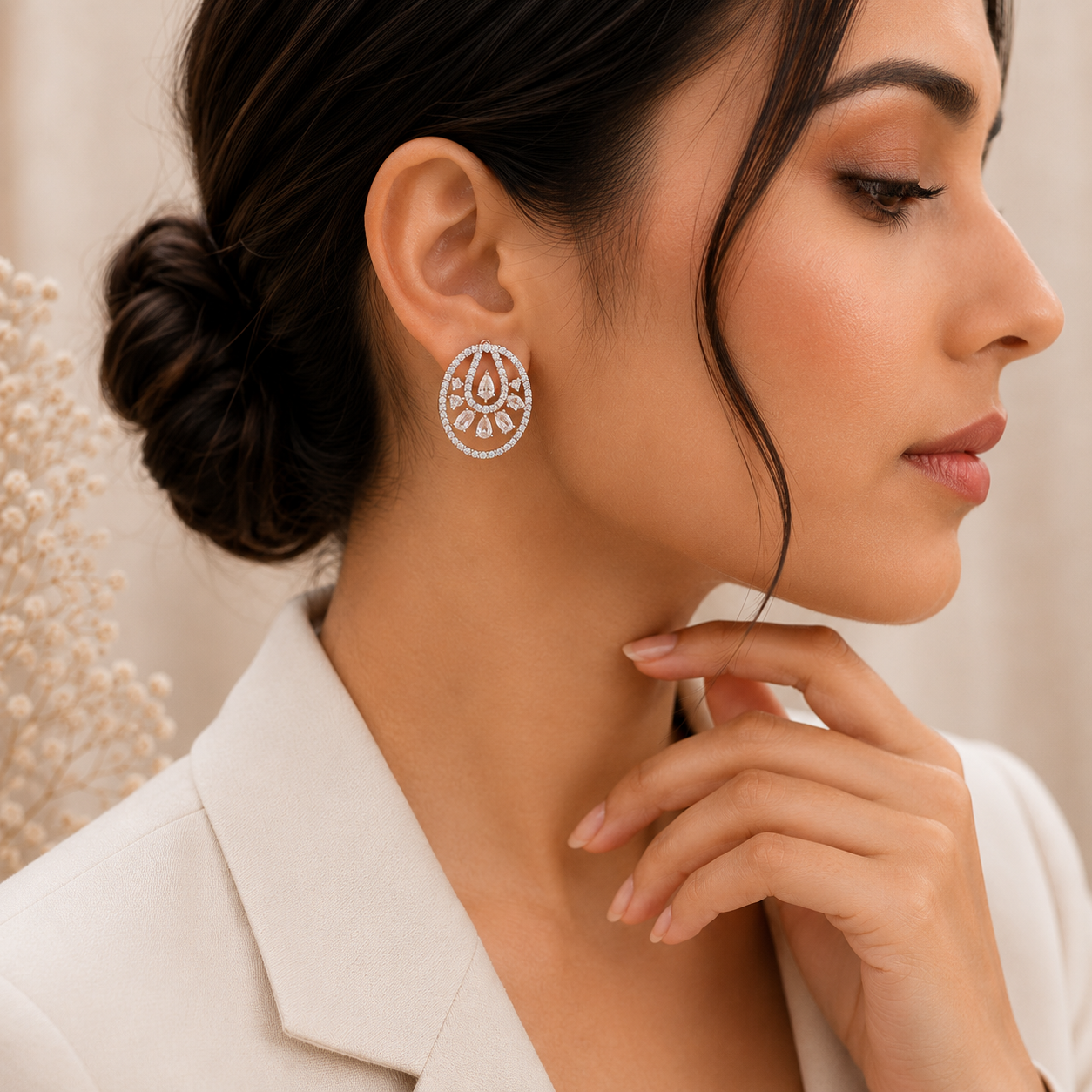 Luna Teardrop Crystal Halo Earrings