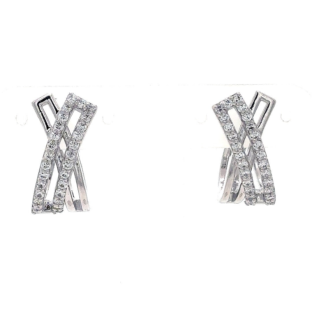 Luxe Cross Curve Stud Earrings