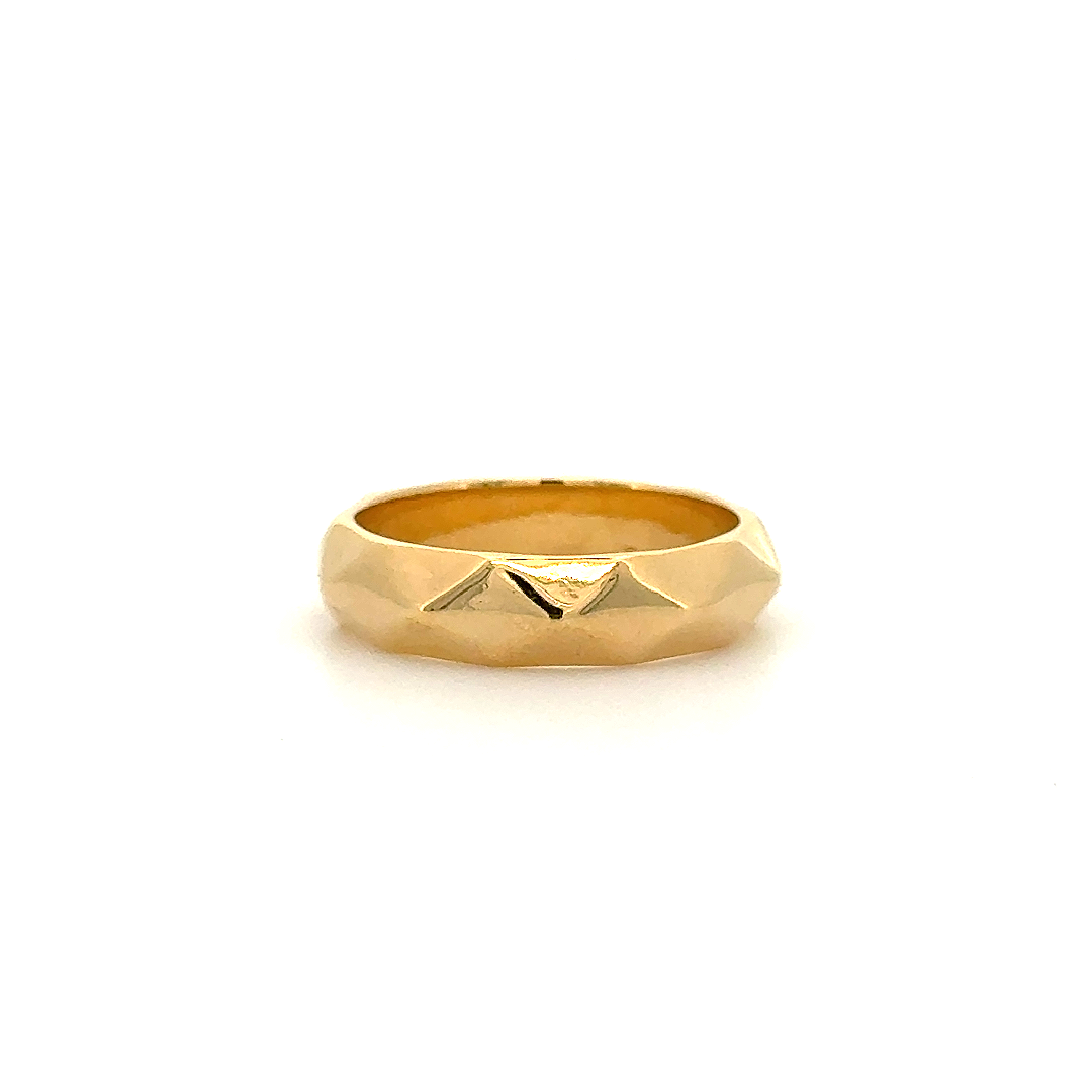 Modern Faceted Gold Wedding Band