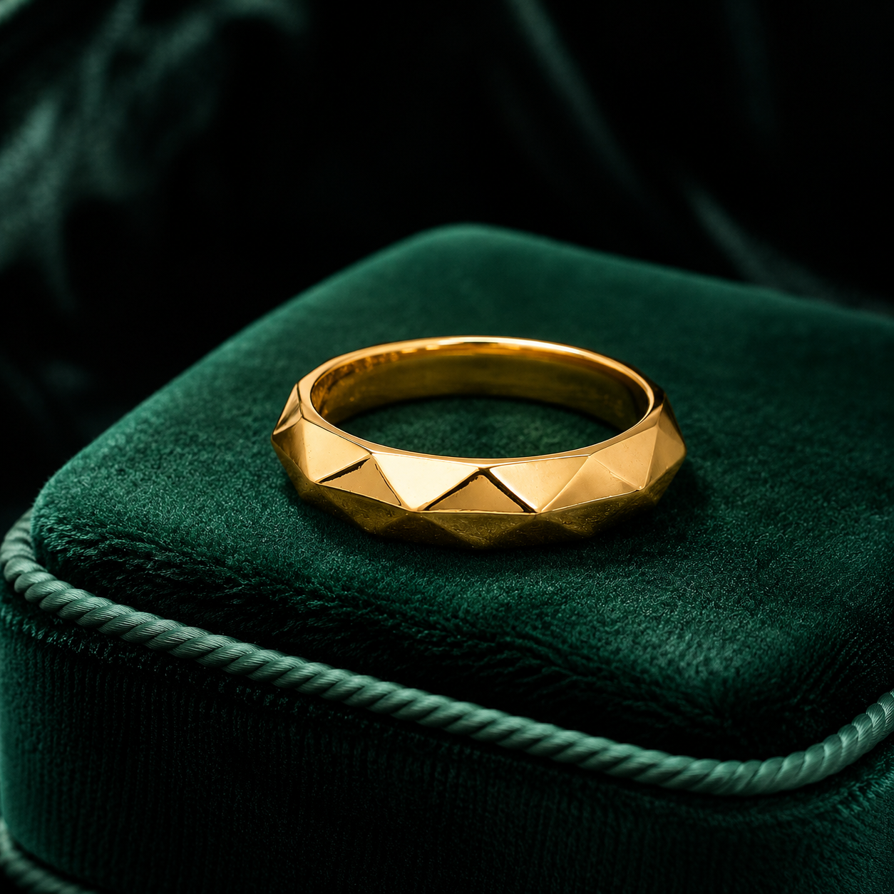 Modern Faceted Gold Wedding Band