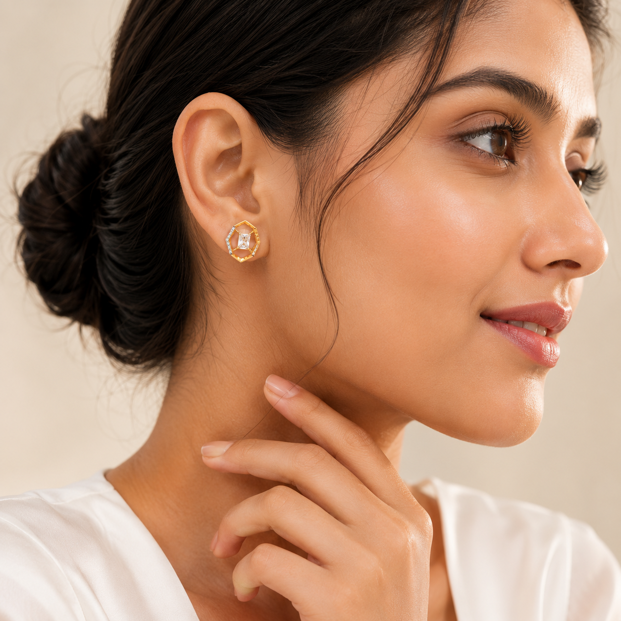 Modern Geometric Crystal Stud Earrings