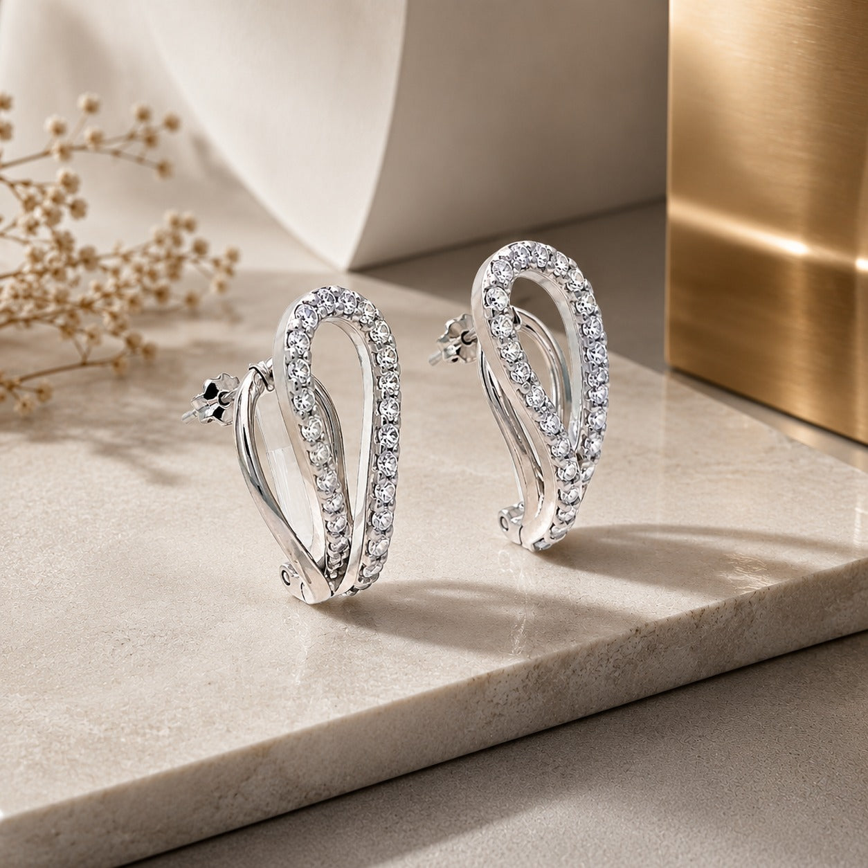 Modern Loop Crystal Earrings