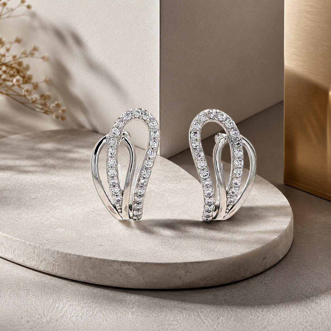 Modern Loop Crystal Earrings