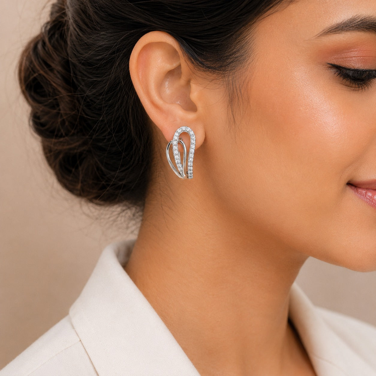 Modern Loop Crystal Earrings