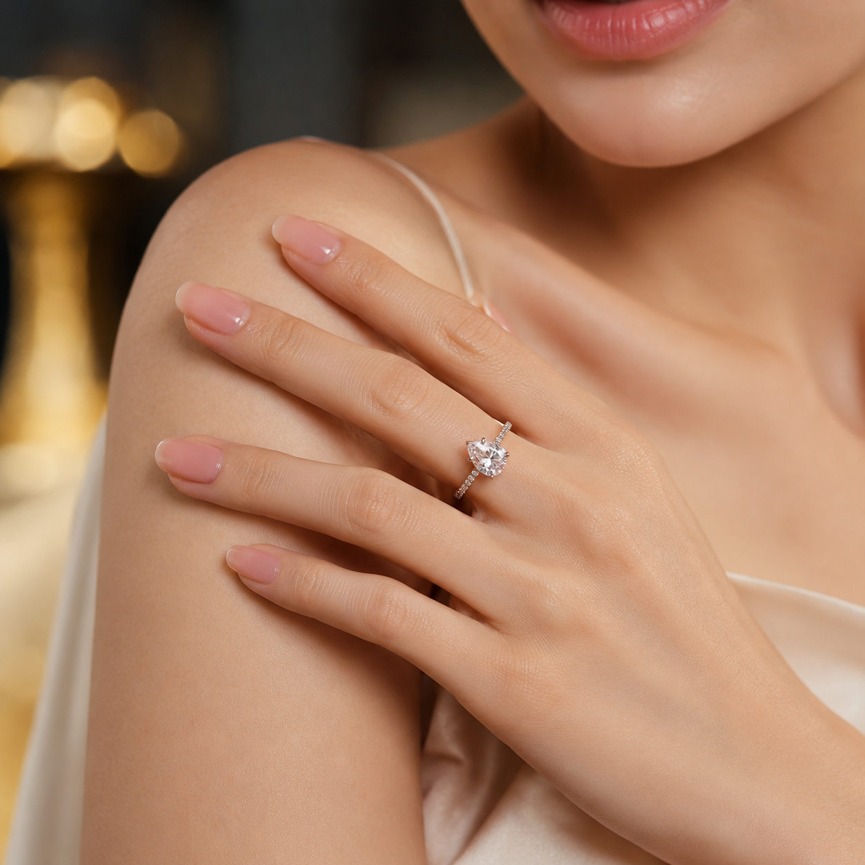 Pear-Cut Solitaire Diamond Ring