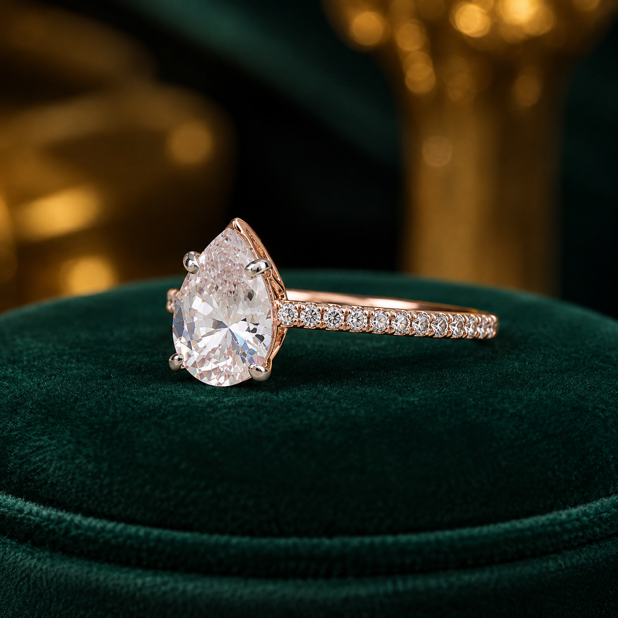 Pear-Cut Solitaire Diamond Ring