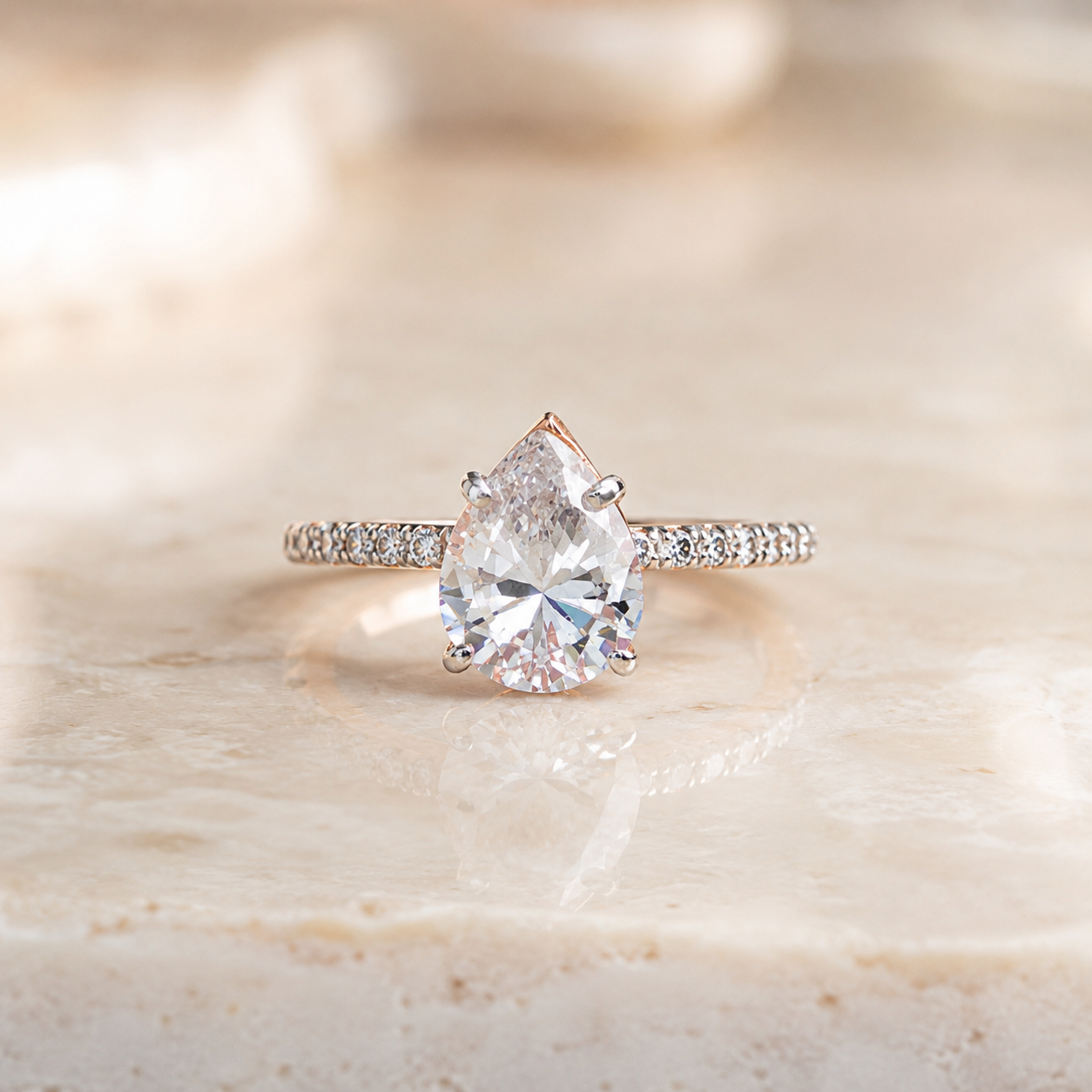Pear-Cut Solitaire Diamond Ring