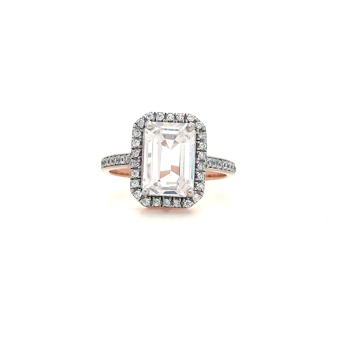 Radiant Emerald Halo Engagement Ring