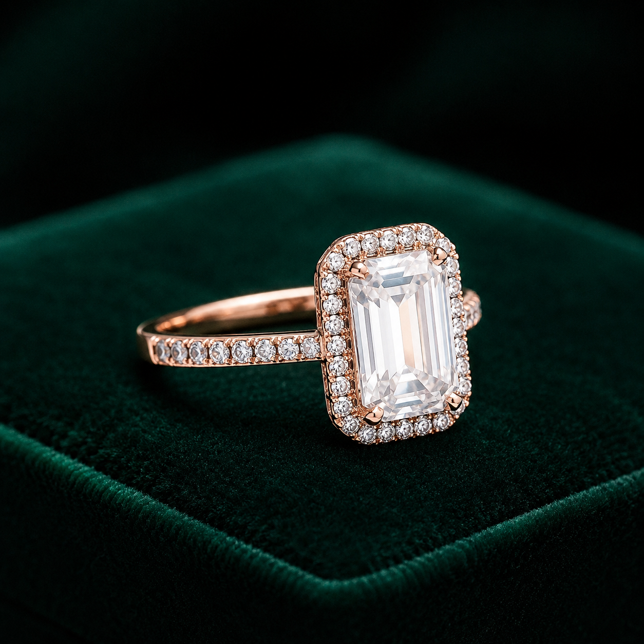 Radiant Emerald Halo Engagement Ring