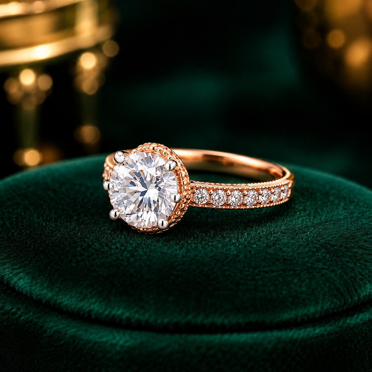 Radiant Halo Rose Gold Diamond Engagement Ring