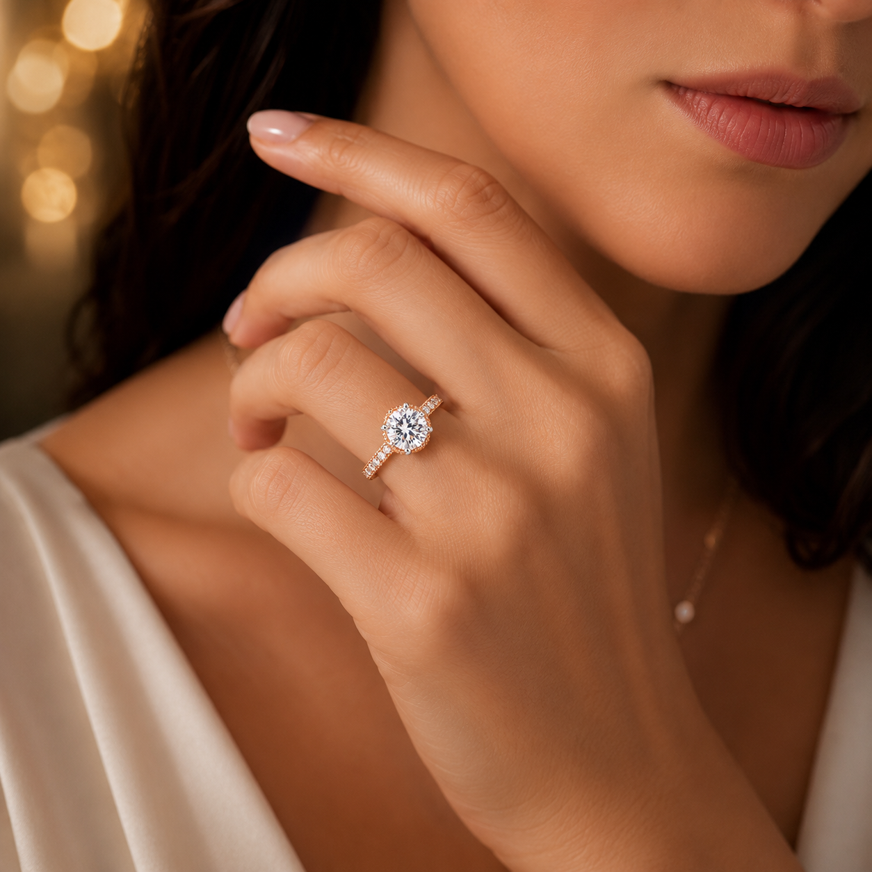 Radiant Halo Rose Gold Diamond Engagement Ring