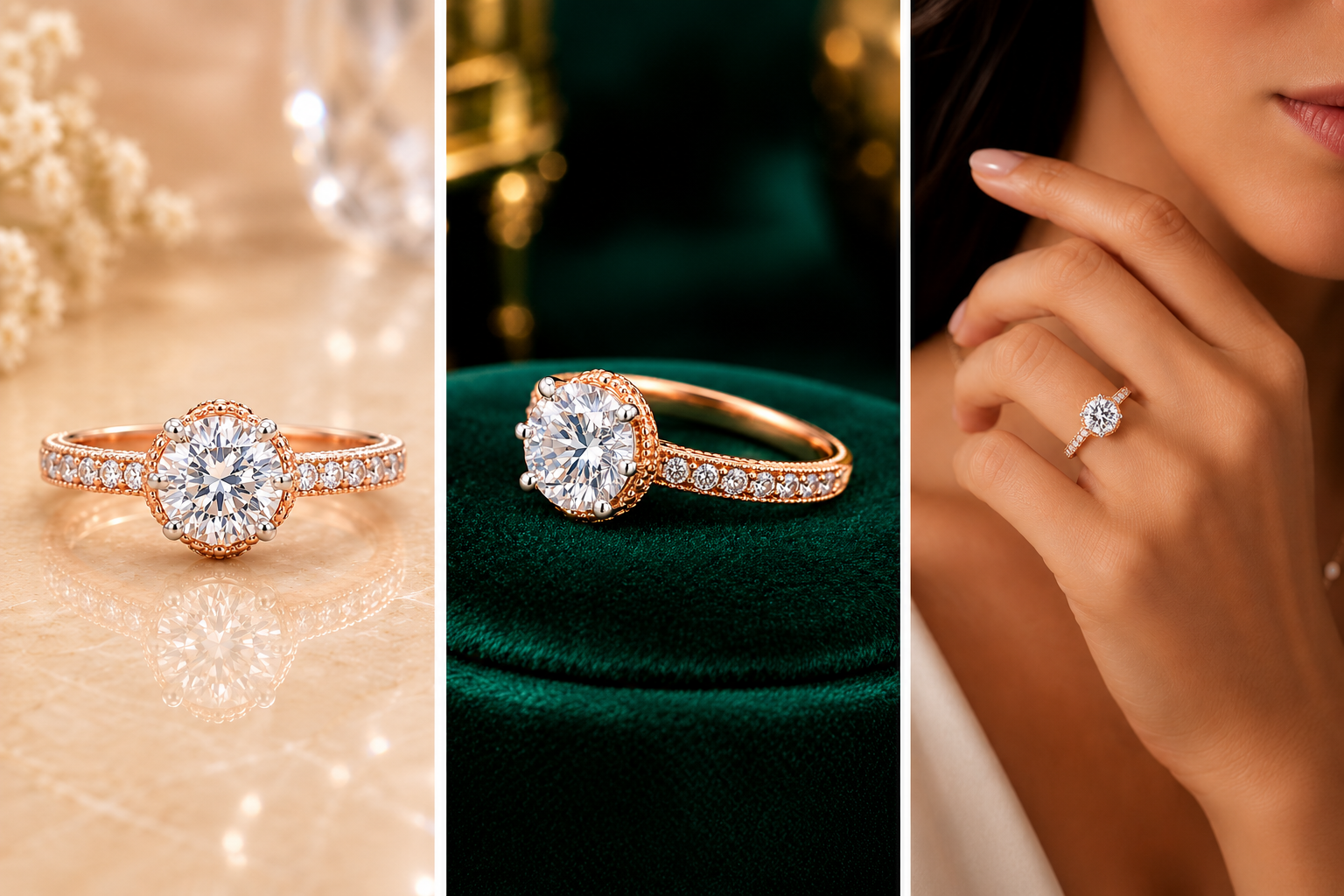 Radiant Halo Rose Gold Diamond Engagement Ring