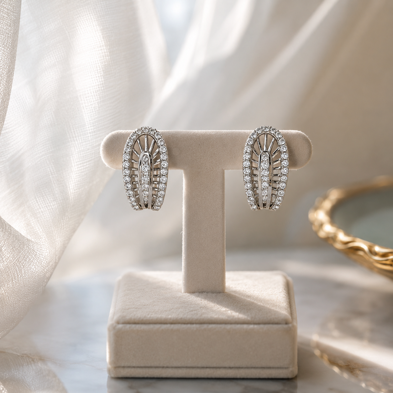 Radiant Oval Crystal Stud Earrings