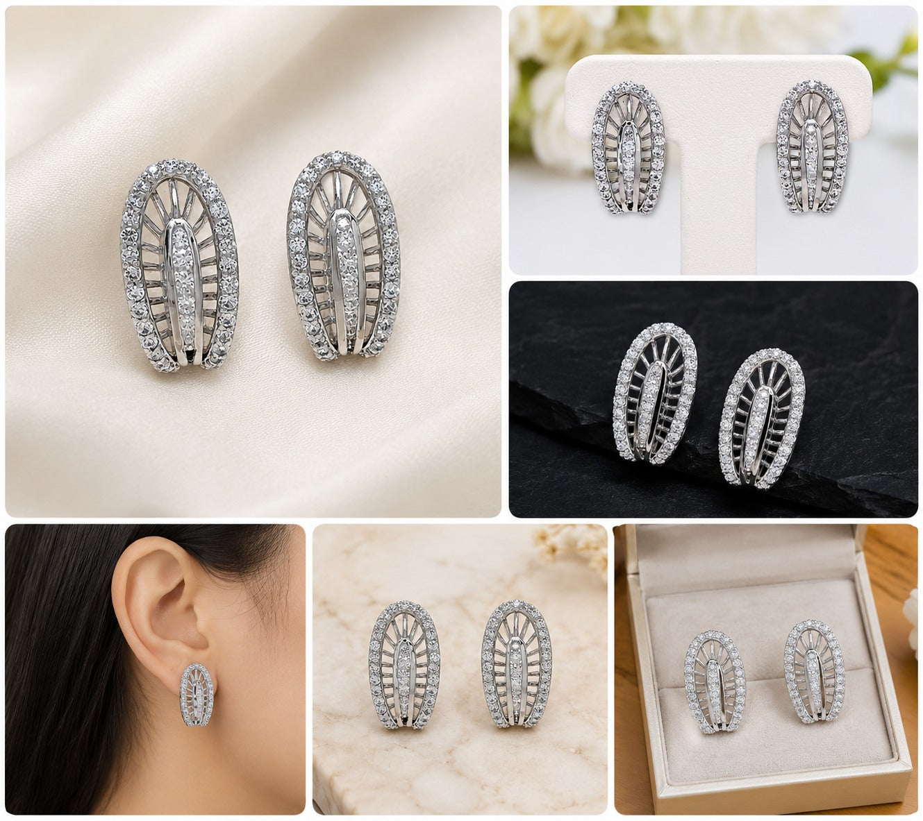 Radiant Oval Crystal Stud Earrings