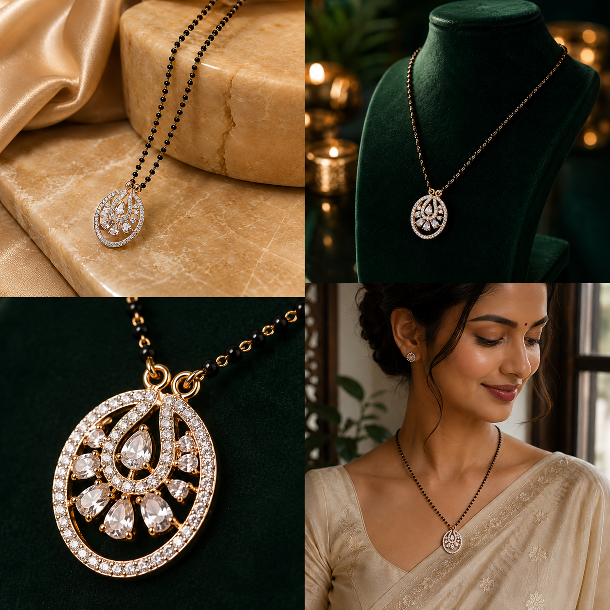 Rose Aura Floral Diamond Mangalsutra