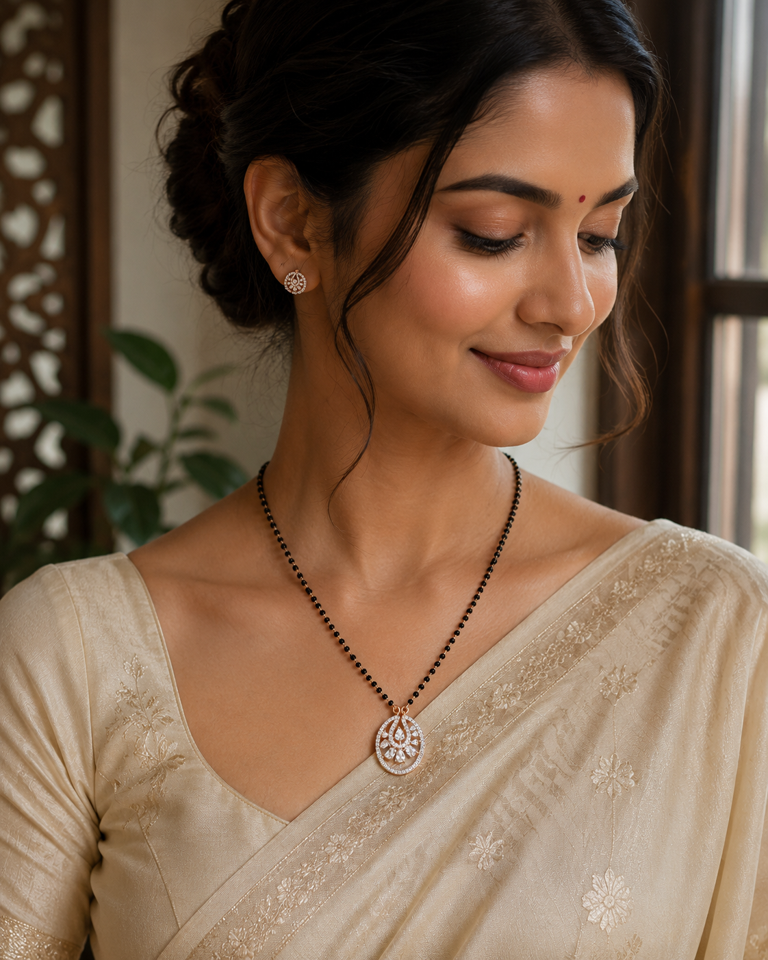Rose Aura Floral Diamond Mangalsutra
