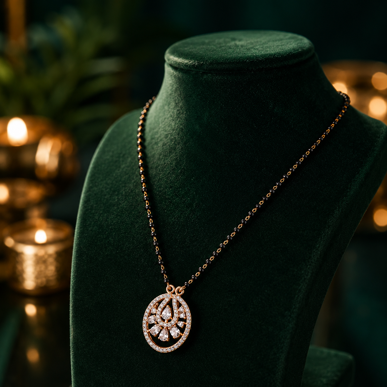 Rose Aura Floral Diamond Mangalsutra