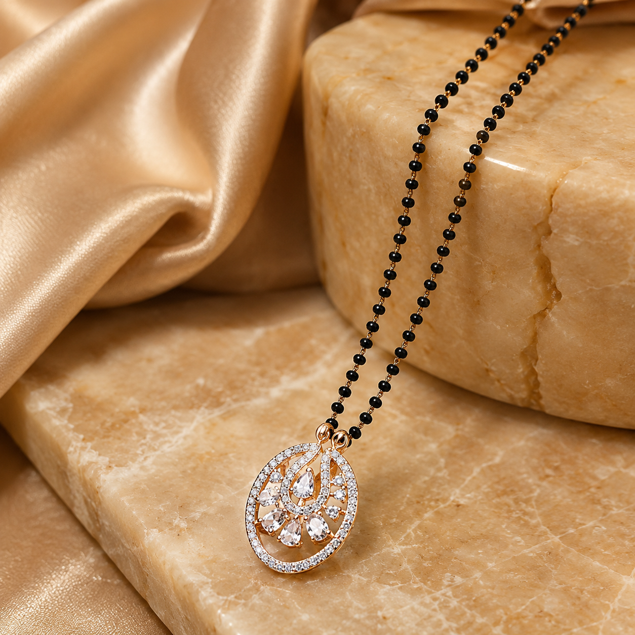 Rose Aura Floral Diamond Mangalsutra