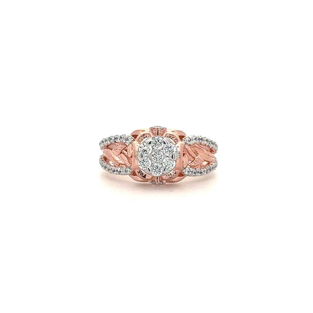 Rose Gold Floral Diamond Ring