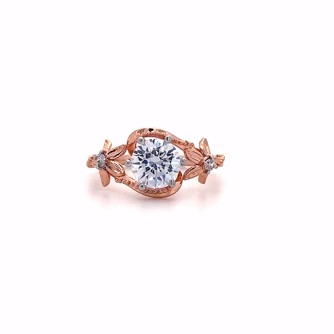 Rose Gold Floral Diamond Ring