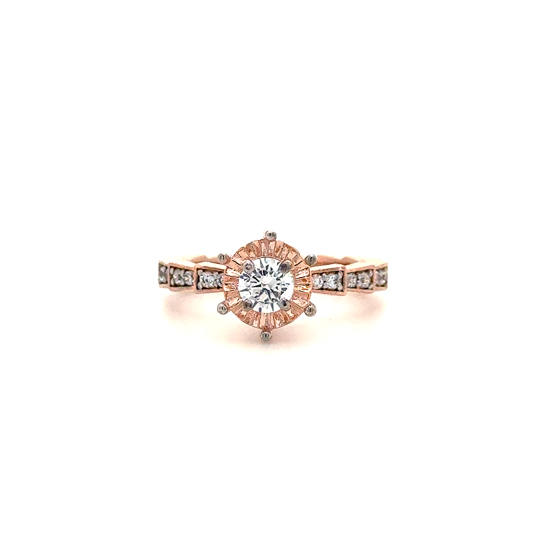 Rose Gold Sunburst Diamond Ring