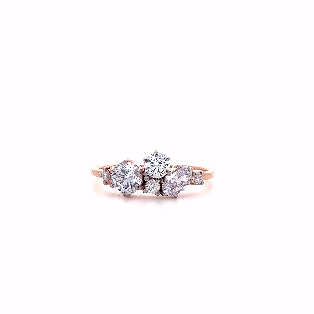 Rose Gold Three-Stone Diamond Ring