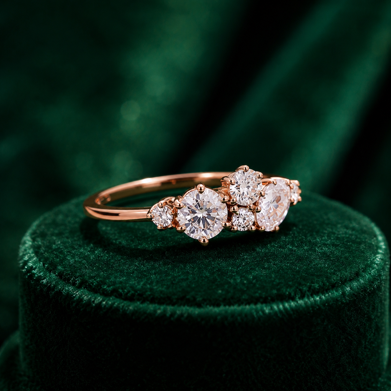 Rose Gold Three-Stone Diamond Ring