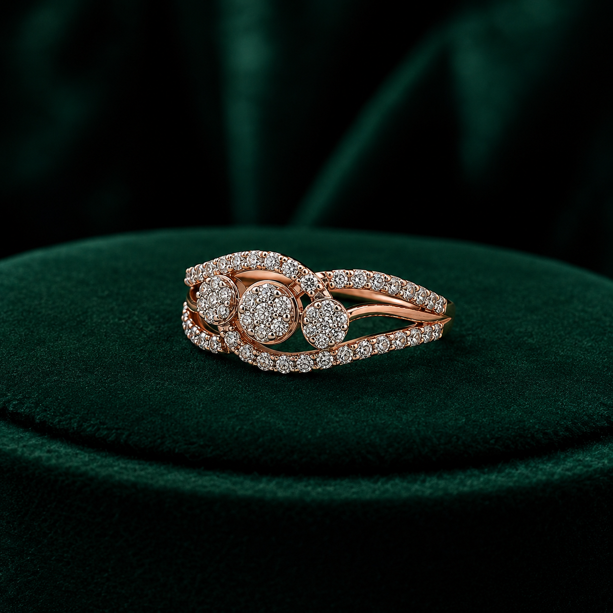 Rose Gold Triple Halo Diamond Ring