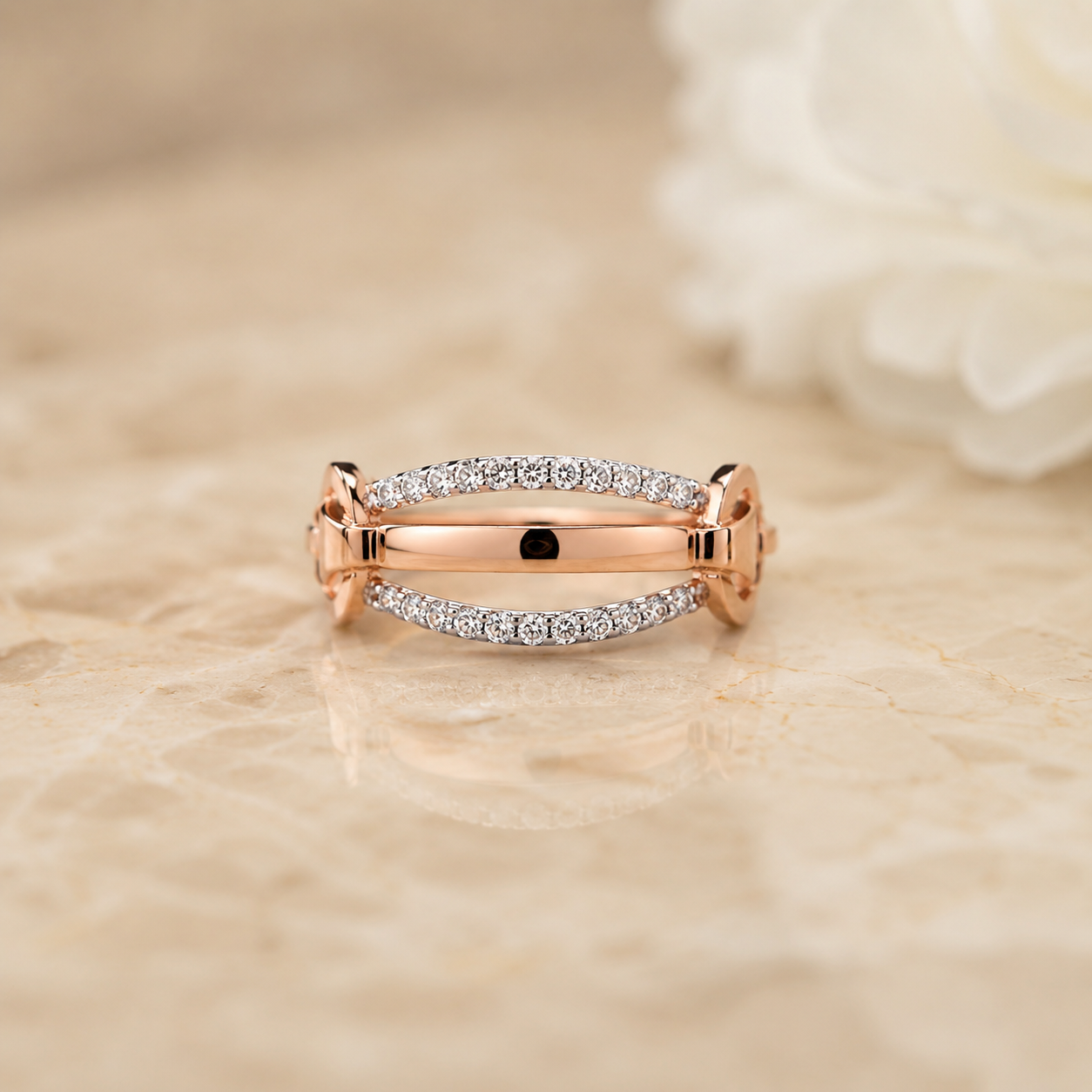 Rose Gold Twin Halo Diamond Ring