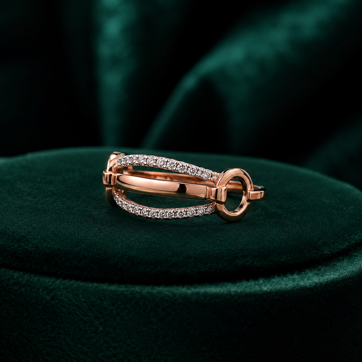 Rose Gold Twin Halo Diamond Ring